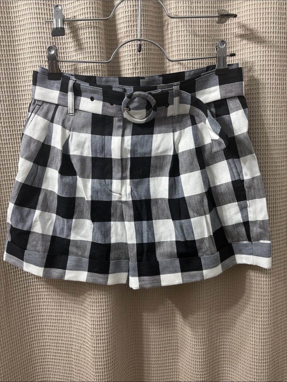 kate spade Pink Label  Black & White Checkered  Fabric shorts